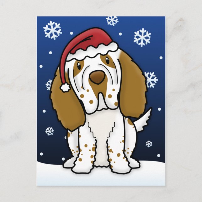 Carte postale de Noël espagnole Kawaii Clumber (Devant)