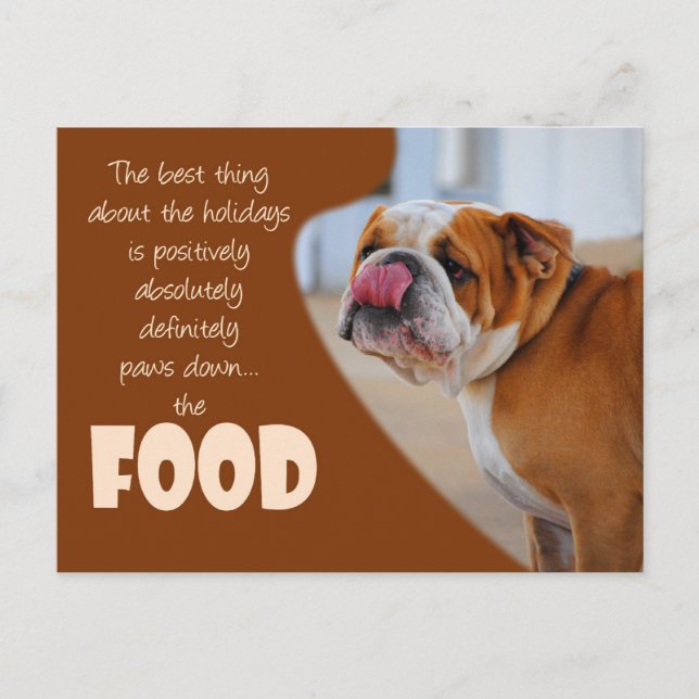 Carte postale de Noël et de Thanksgiving Bulldog (Devant)