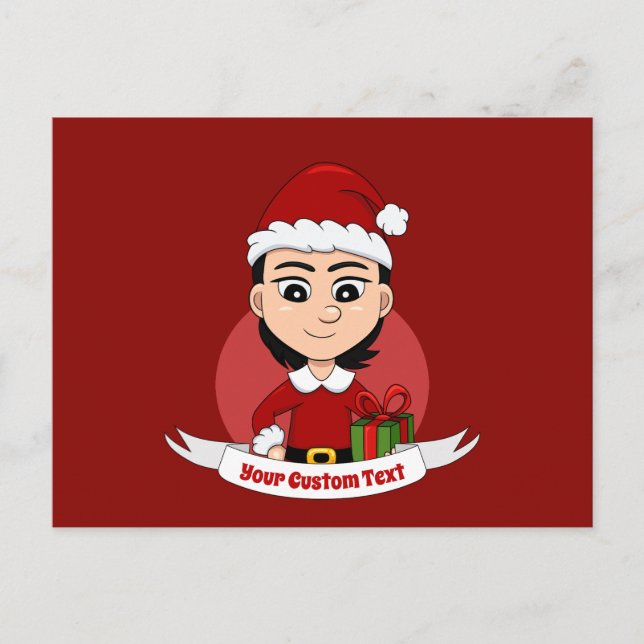 carte postale de Noël fille dessin animé (Devant)