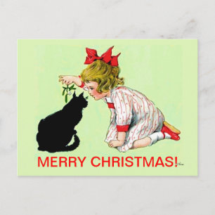 CARTE POSTALE DE NOËL, FILLE W CAT