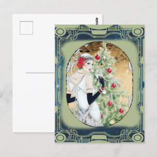 Carte postale de Noël Flapper Art Déco des années