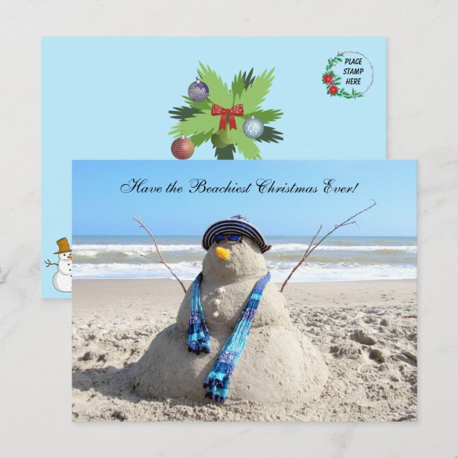 Carte postale de Noël Floride Snowman (Devant / Derrière)