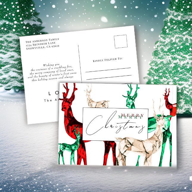 Carte postale de Noël Gemstone Crystal Reindee (Créateur téléchargé)