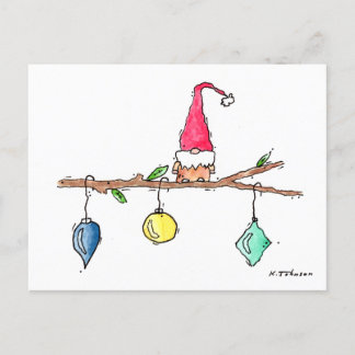 Carte postale de Noël Gnome, Twig et Ornamy