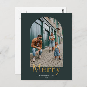 Carte postale de Noël Gold Merry Arch Frame
