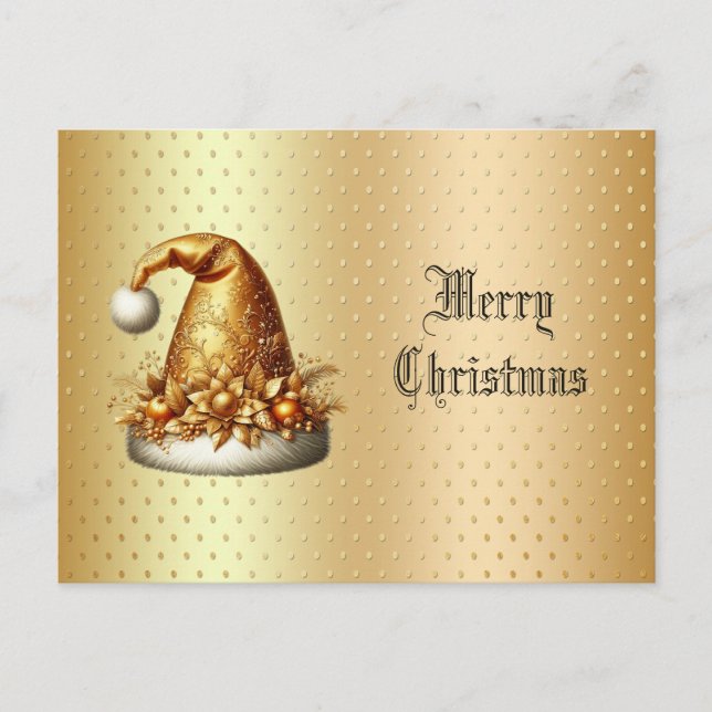 Carte postale de Noël Gold Santa Hat (Devant)