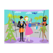 Carte postale de Noël hawaïenne rétro