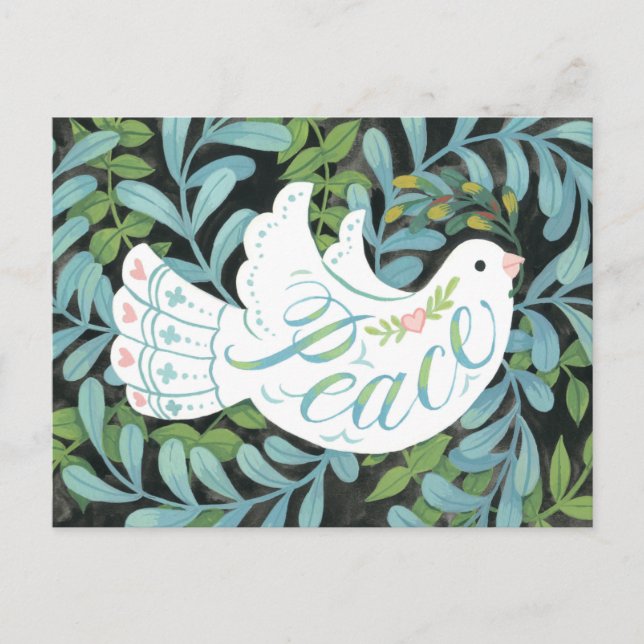 Carte postale de Noël illustrée de Peace Dove (Devant)