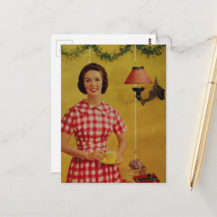 Carte postale de Noël joyeuse de dame de l'ère des