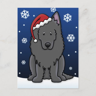 Carte postale de Noël Kawaii Belge Sheepdog