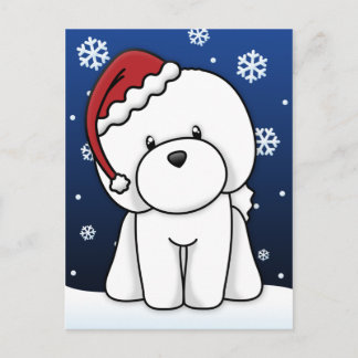 Carte postale de Noël Kawaii Bichon Frise