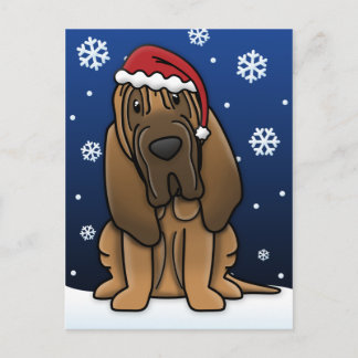 Carte postale de Noël Kawaii Bloodhound
