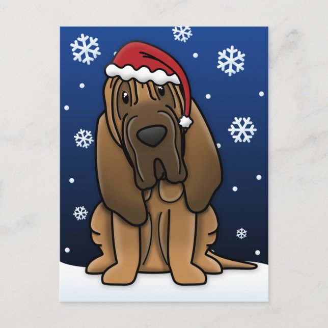 Carte postale de Noël Kawaii Bloodhound (Devant)