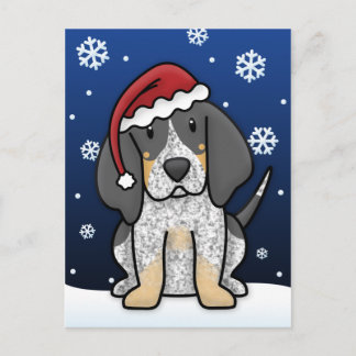Carte postale de Noël Kawaii Bluetick Coonhound