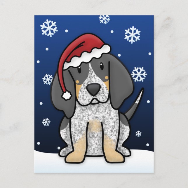 Carte postale de Noël Kawaii Bluetick Coonhound (Devant)