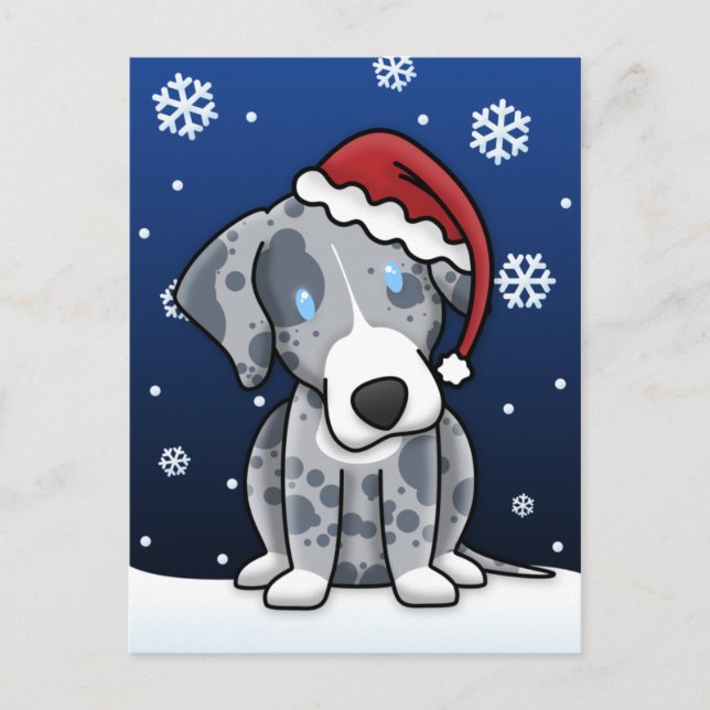 Carte postale de Noël Kawaii Catahoula (Devant)