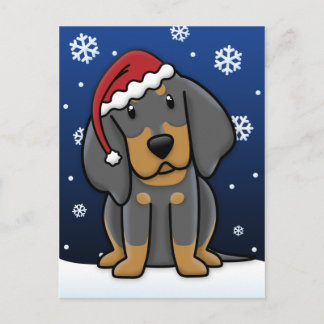 Carte postale de Noël Kawaii noir et tan