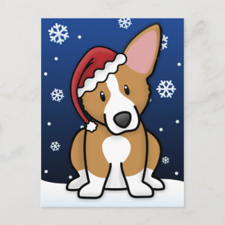 Carte postale de Noël Kawaii Pembroke Welsh Corgi