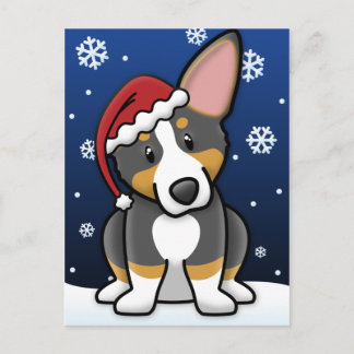 Carte postale de Noël Kawaii Tri Pembroke Welsh Co