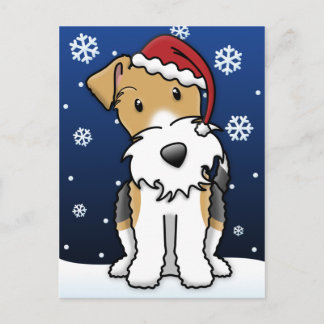Carte postale de Noël Kawaii Wire Fox Terrier