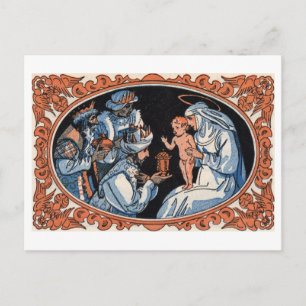 Carte postale de Noël : Mary, Jésus et bergers