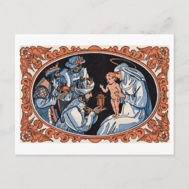 Carte postale de Noël : Mary, Jésus et bergers (Devant)