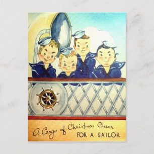 Carte postale de Noël militaire de la marine vinta