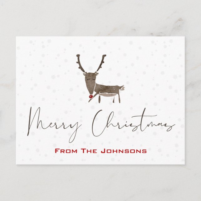Carte postale de Noël moderne Rudolf (Devant)