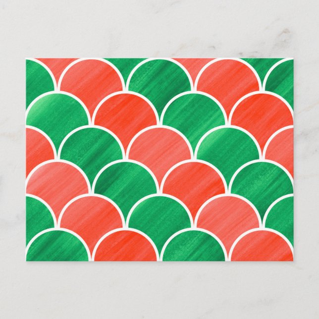 Carte postale de Noël Motif à échelle rouge et ver (Devant)