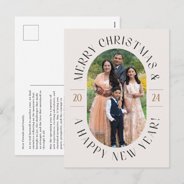 Carte postale de Noël Ovale classique moderne (Devant / Derrière)