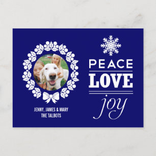 Carte postale de Noël - Paix, amour et joie