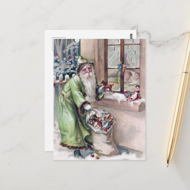 carte postale de Noël Père Noël Holiday (Devant/Arrière en situation)