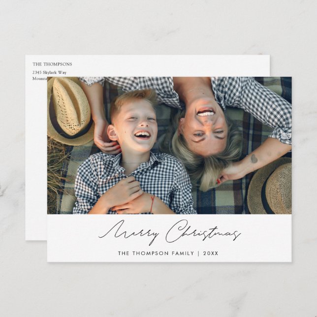 Carte postale de Noël personnalisée simple et mode (Devant / Derrière)