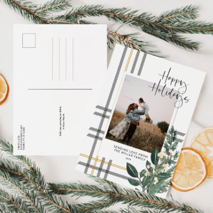 Carte postale de Noël Plaid Green