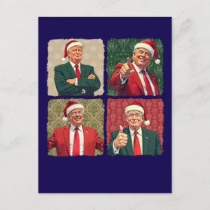 Carte postale de Noël Pop Art Trump Fête patriotiq
