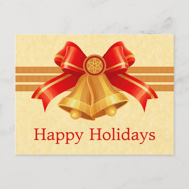 Carte postale de Noël Red and Gold Bells (Devant)