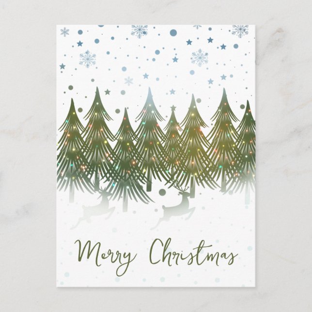 Carte postale de Noël Reindee de la forêt d'hiver (Devant)