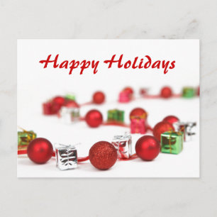 Carte postale de Noël Rouge Baubles et Présents Co