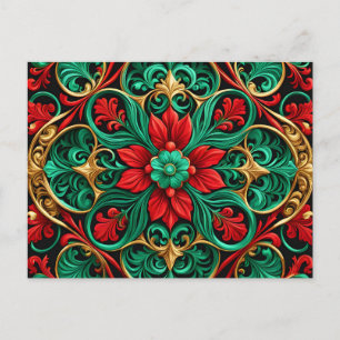 Carte postale de Noël rouge vert