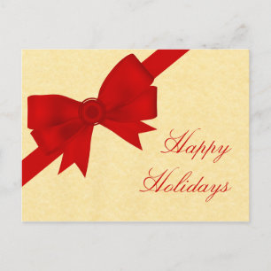 Carte postale de Noël Satin Ribbon & Bow, Rouge