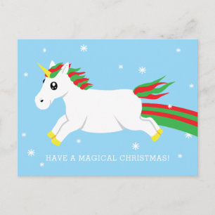 Carte postale de Noël Unicorn Magique