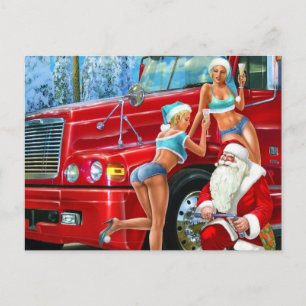 Carte postale de Noël vintage au Père Noël et aux