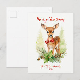 Carte postale de Noël vintage de renne mignon