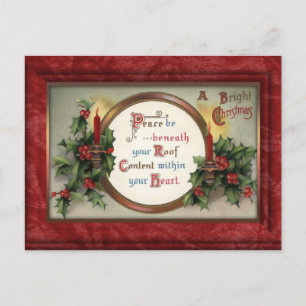 Carte postale de Noël vintage Holly et bougies