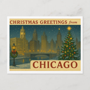 Carte postale de Noël vintage horizontale de Chica