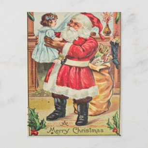 Carte postale de Noël vintage joyeux Noël Père Noë
