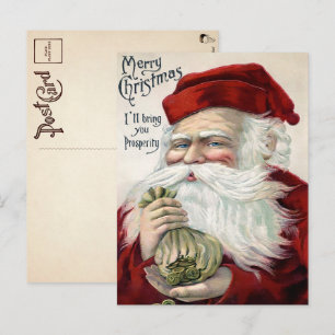 Carte postale de Noël vintage Père Noël Prospérité