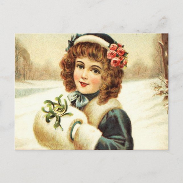 Carte postale de Noël Vintage personnalisée (Devant)
