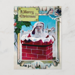 Carte postale de Noël vintage Ugly Père Noël
