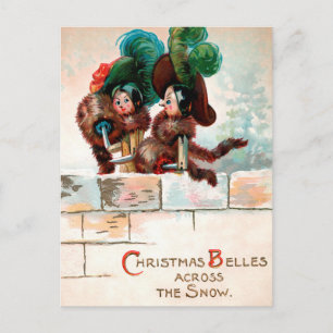 Carte postale de Noël vintage victorienne avec pou